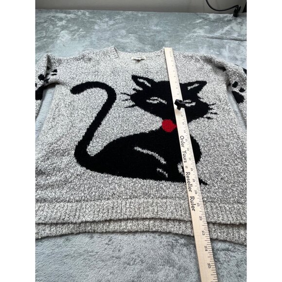 Black Cat Knit Sweater By Poof Excellence - Womens Small Acrylic/Polyester Blend - Picture 5 of 11